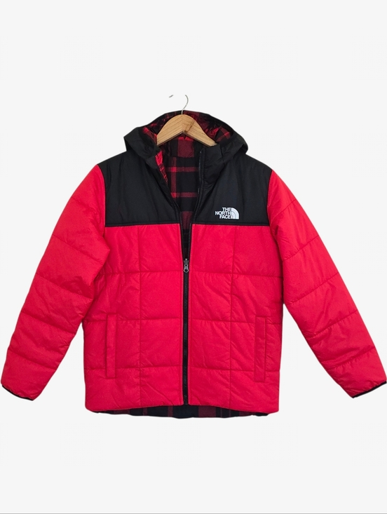 The North Face Other - The North Face Perrito Reversible Jacket Red Black Plaid Hooded Boys L 14/16